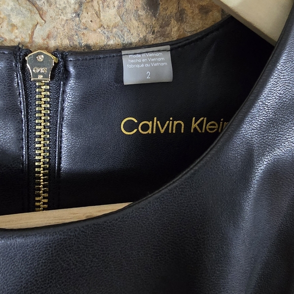 NWT Calvin Klein Vegan Faux Leather Sheath Dress - Picture 4 of 5